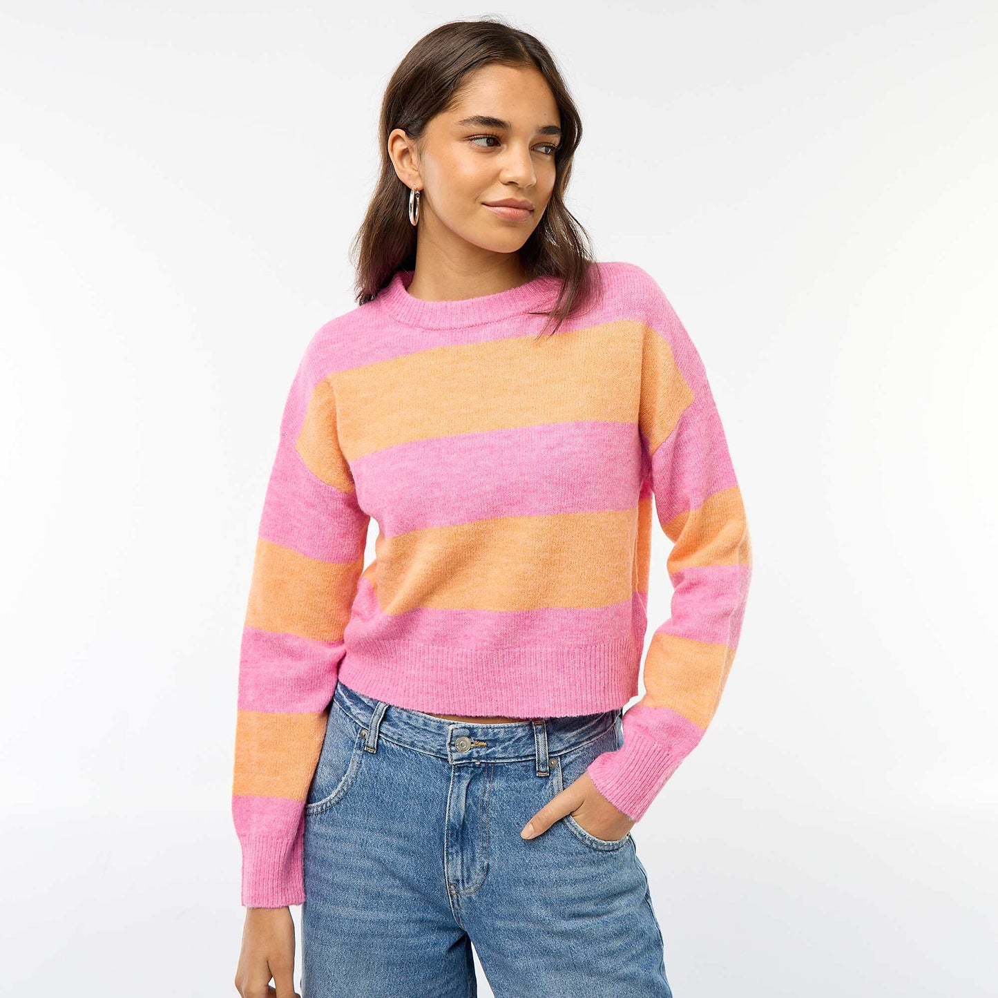 Pull en maille chaude col rond ROSE