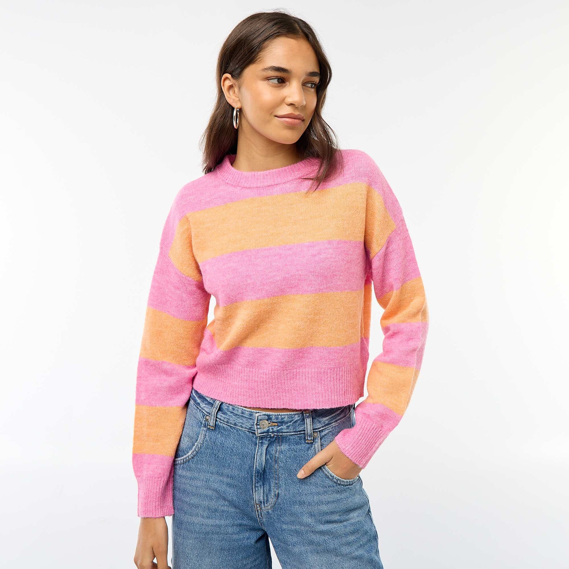 Pull en maille chaude col rond ROSE