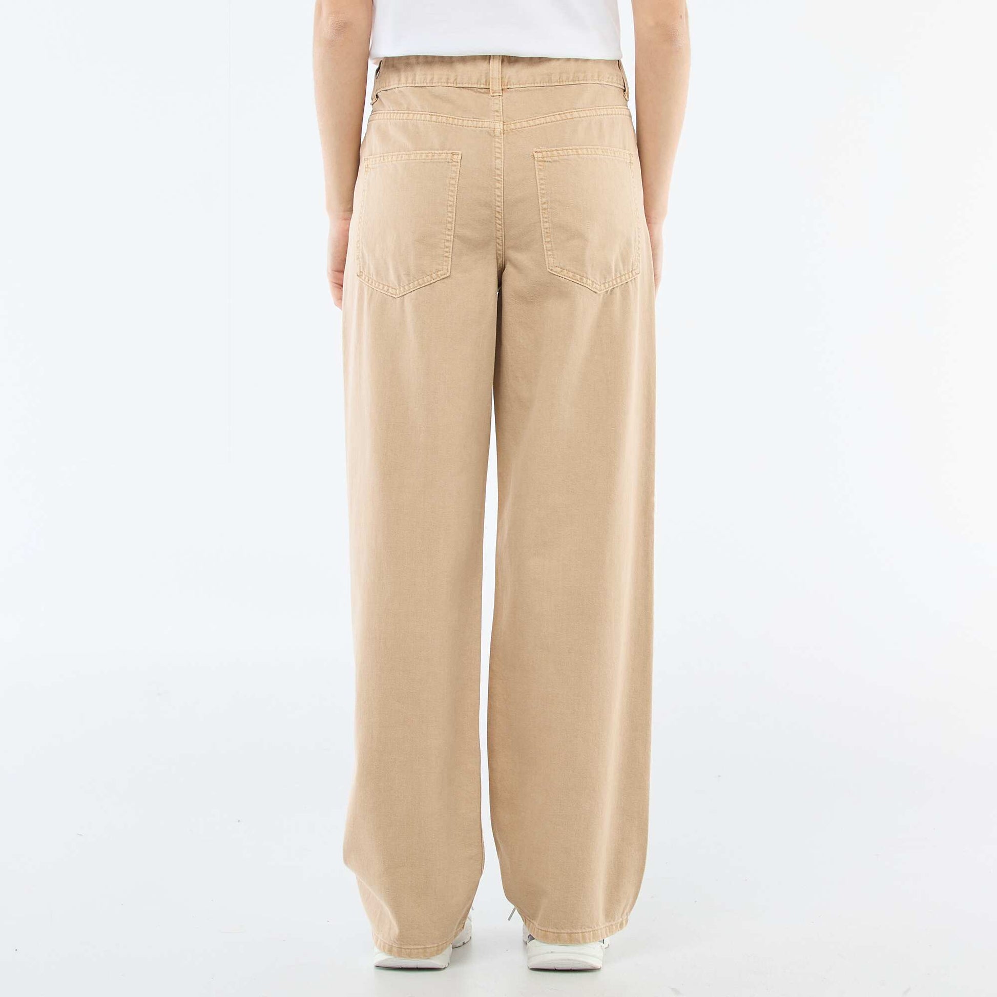 Pantalon twill ouverture asymétrique BEIGE
