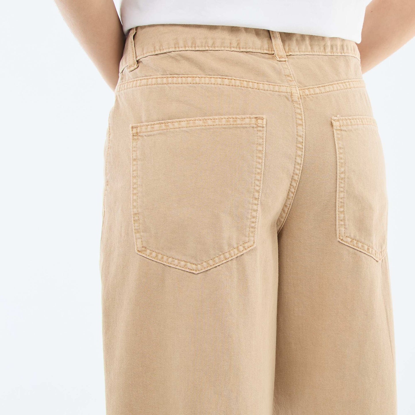 Pantalon twill ouverture asymétrique BEIGE