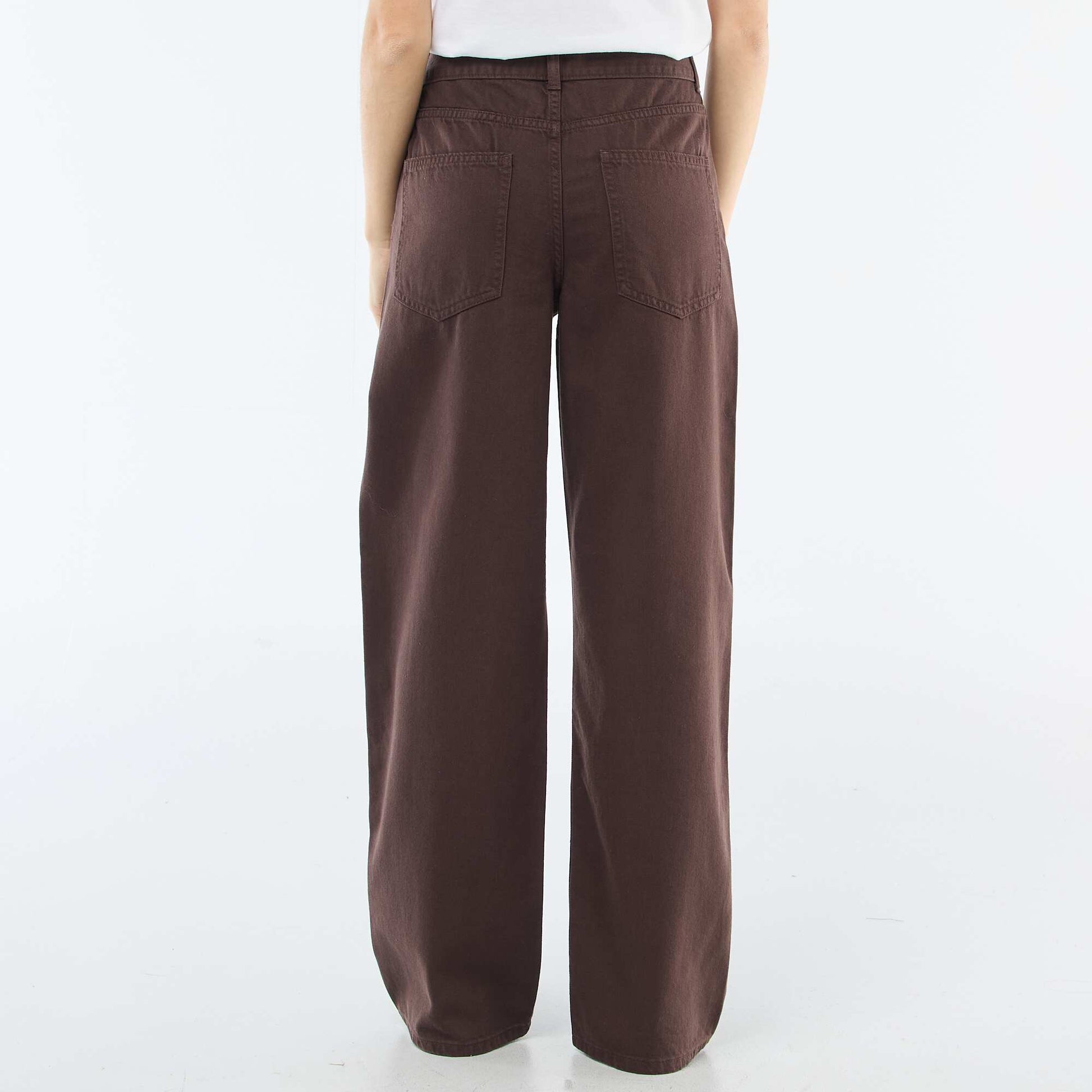 Pantalon twill ouverture asymétrique MARRON