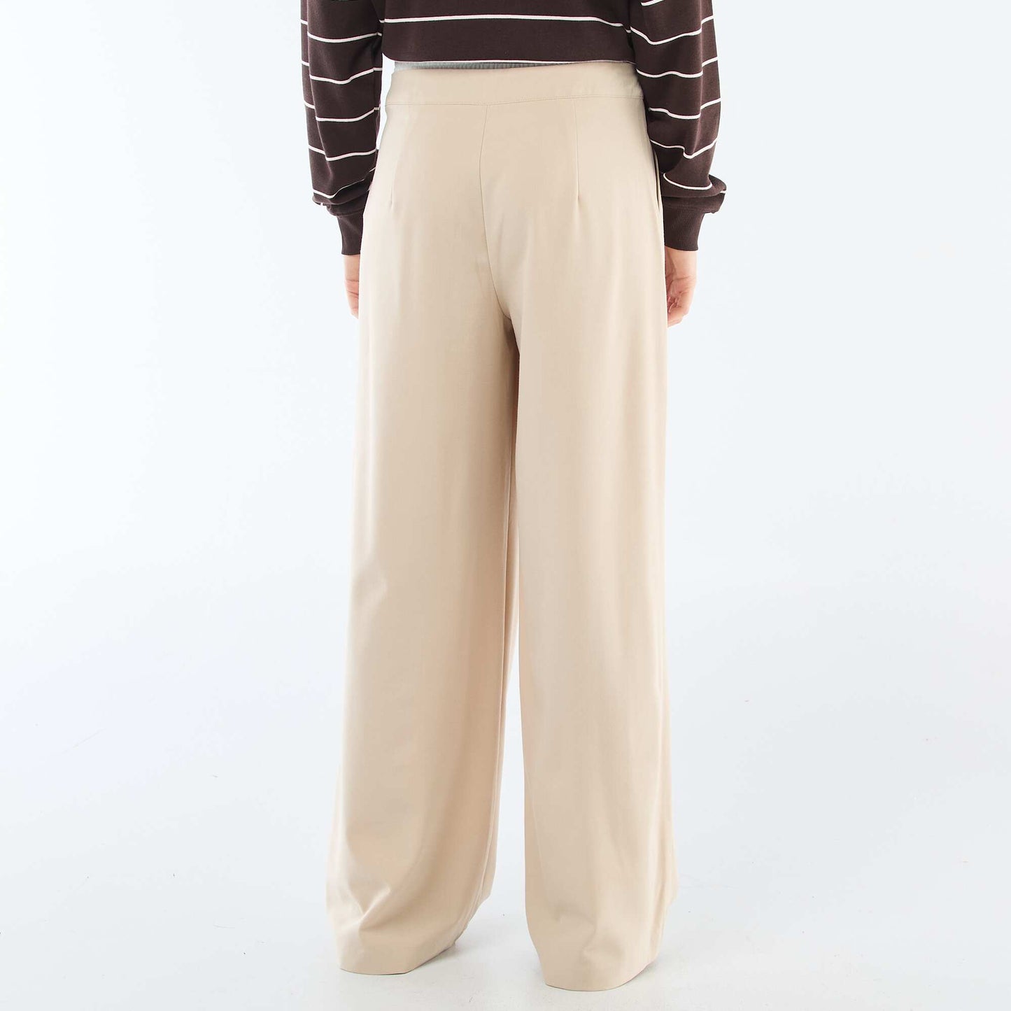 Pantalon large avec taille boxer BEIGE