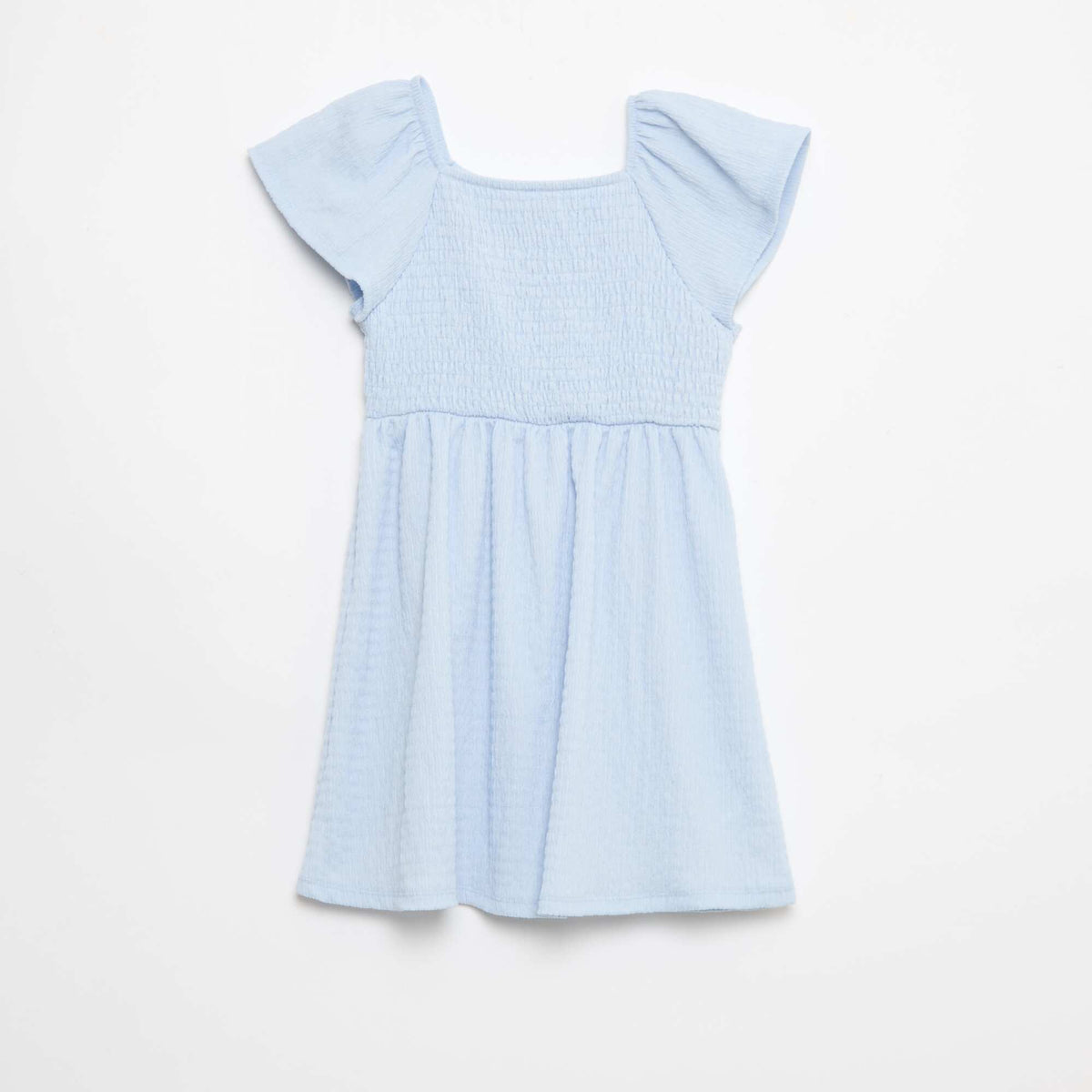 Robe en maille gaufrée uni BLEU