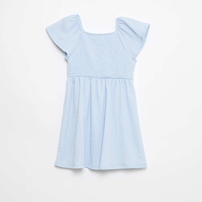 Robe en maille gaufrée uni BLEU