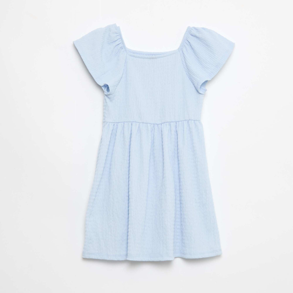 Robe en maille gaufrée uni BLEU