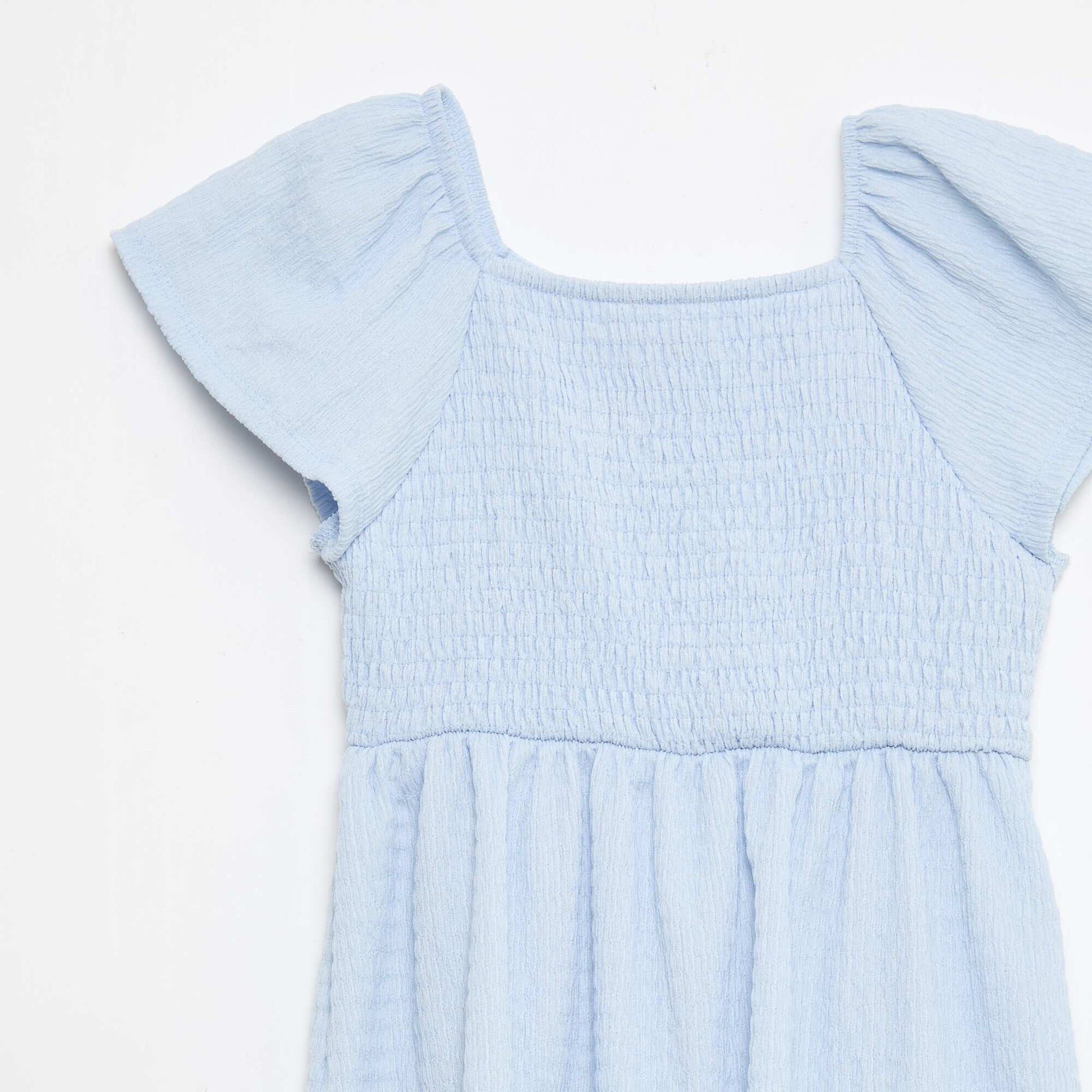 Robe en maille gaufrée uni BLEU