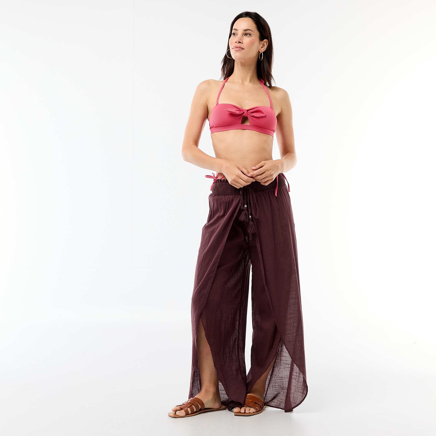 Bandeau de bain imprimé vichy ROUGE