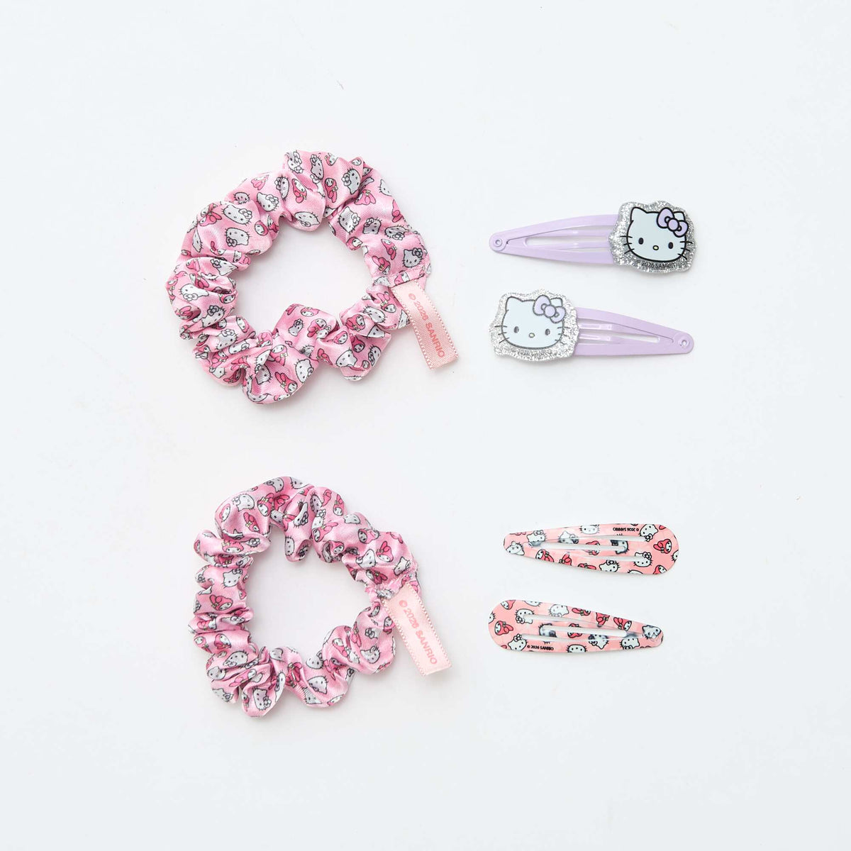 Lot de 4 pinces + 1 chouchou 'Hello Kitty' ROSE