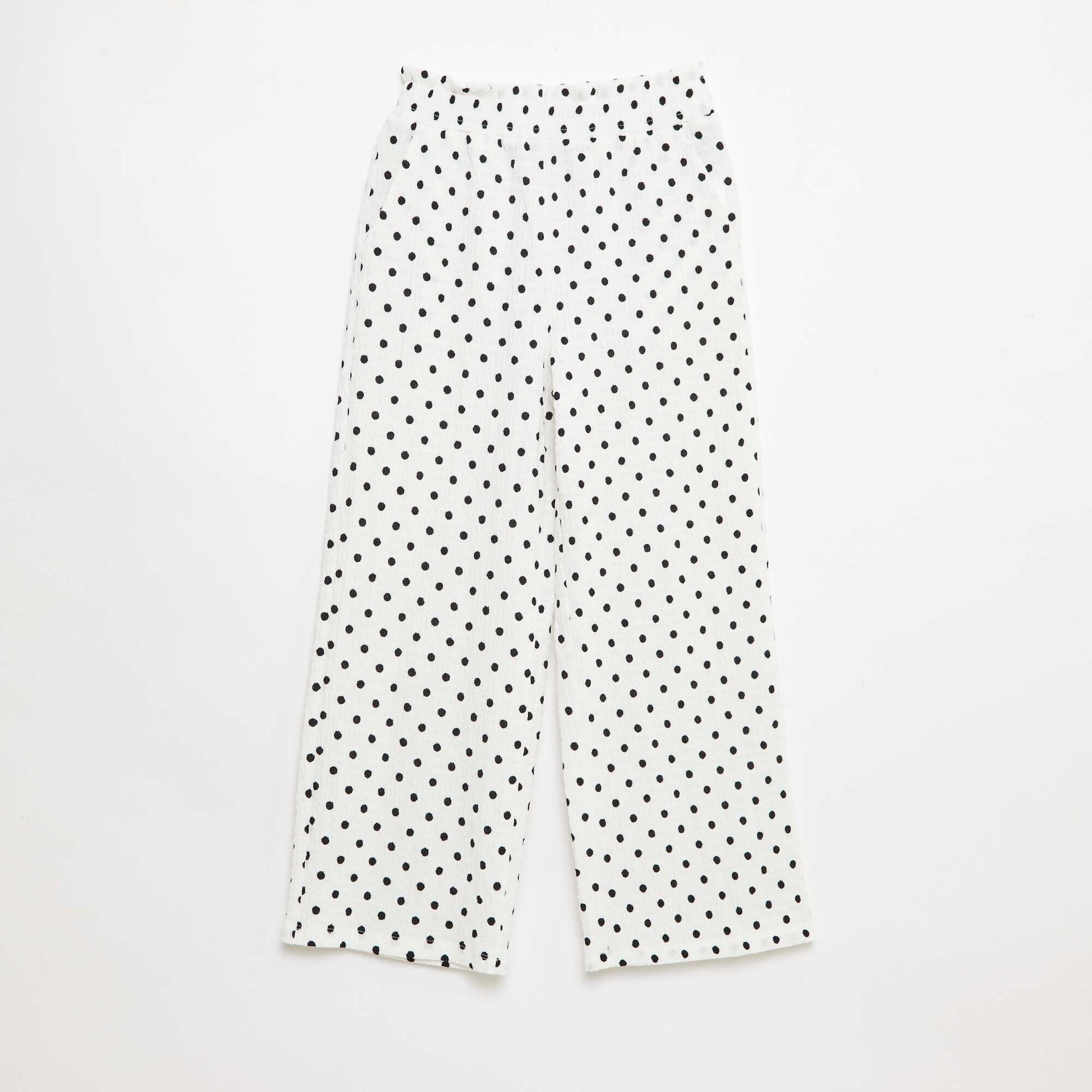 Pantalon large en maille crêpe BLANC