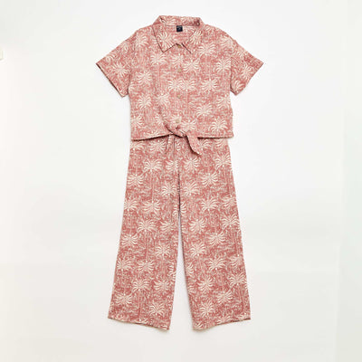 Ensemble 2 pièces chemise + pantalon large ROSE