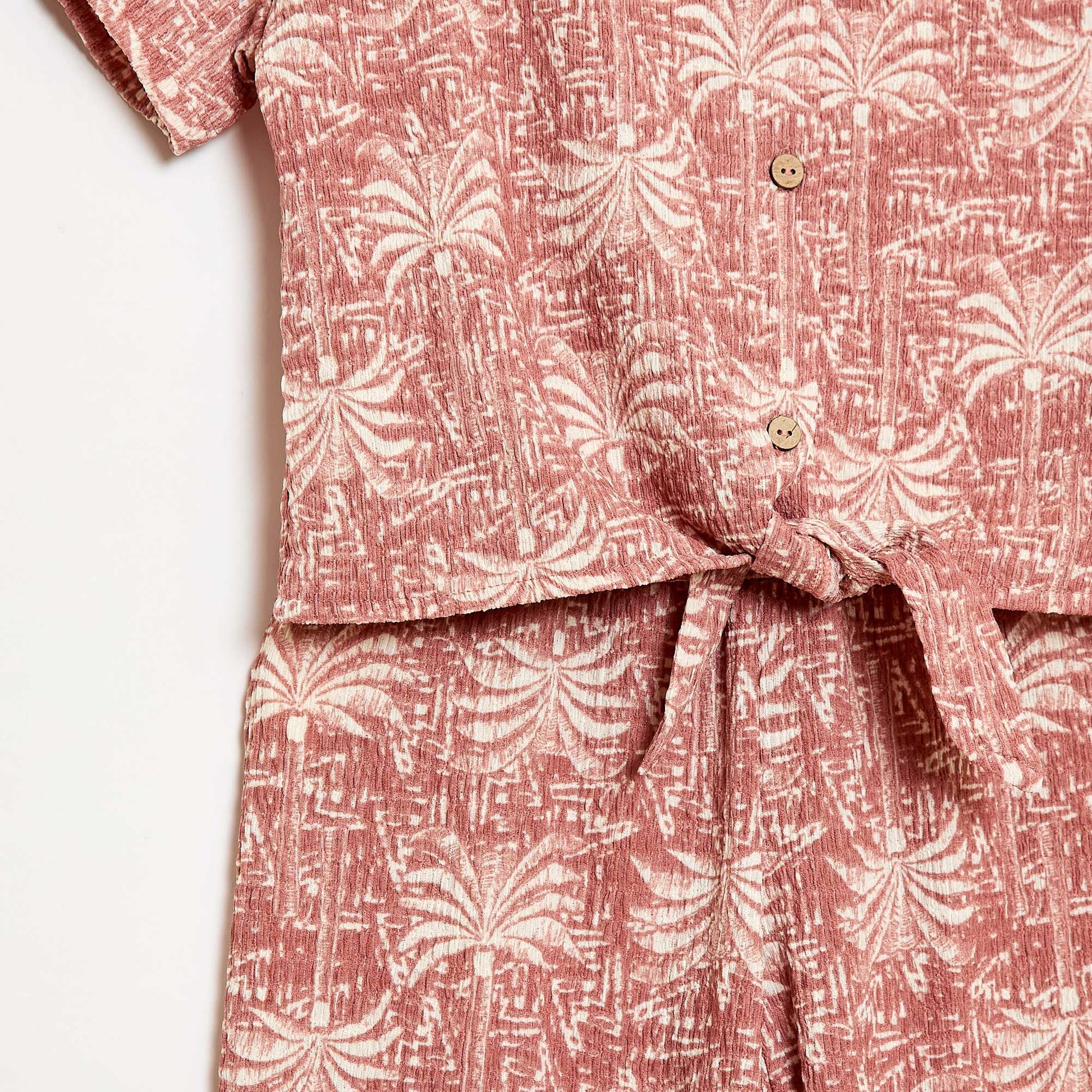 Ensemble 2 pièces chemise + pantalon large ROSE