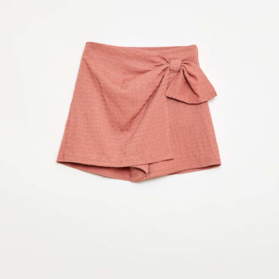 Jupe-short courte en maille légère unie VIEUX ROSE