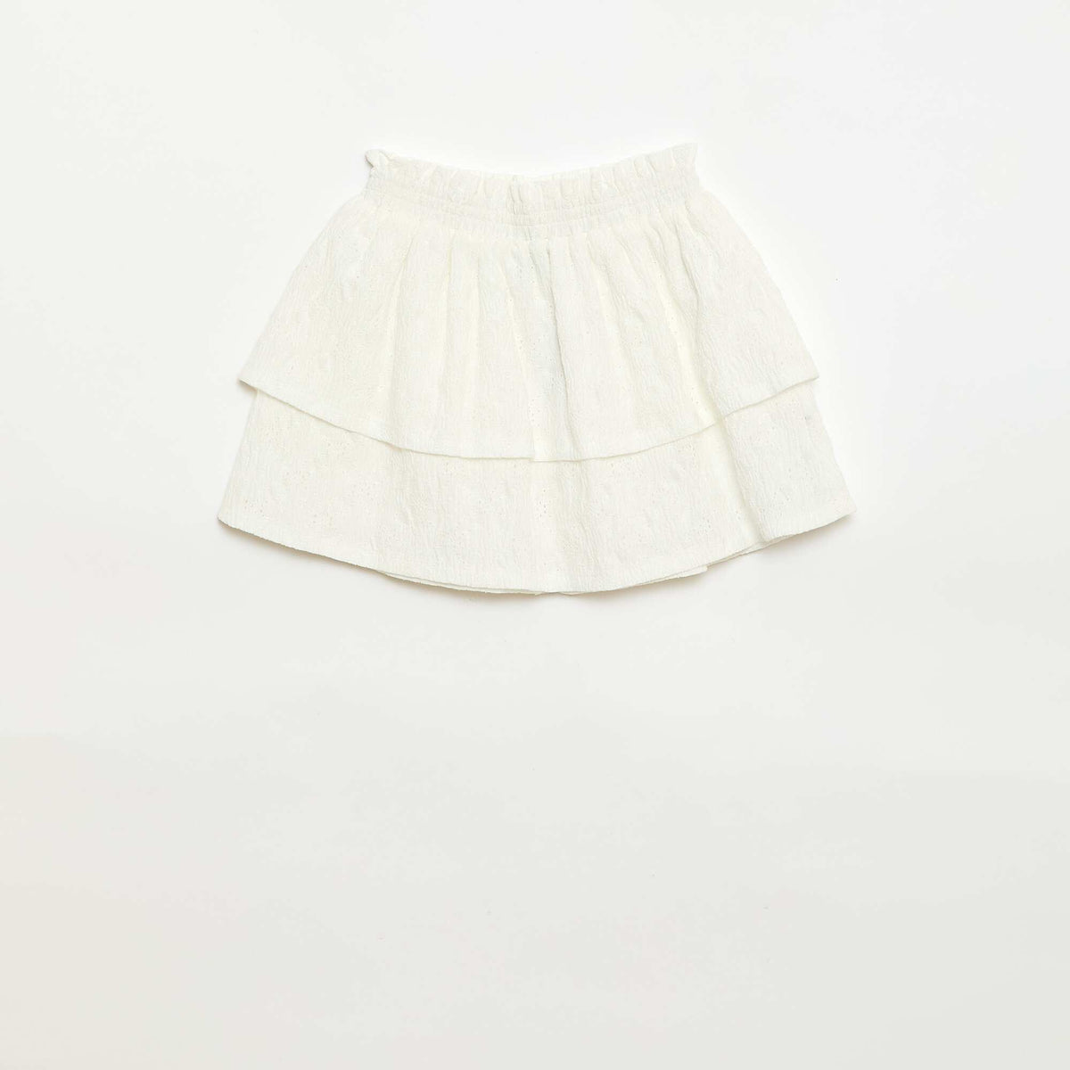 Jupe en broderies anglaises et volants BLANC