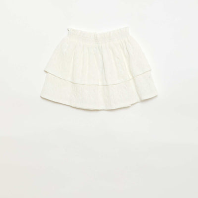Jupe en broderies anglaises et volants BLANC