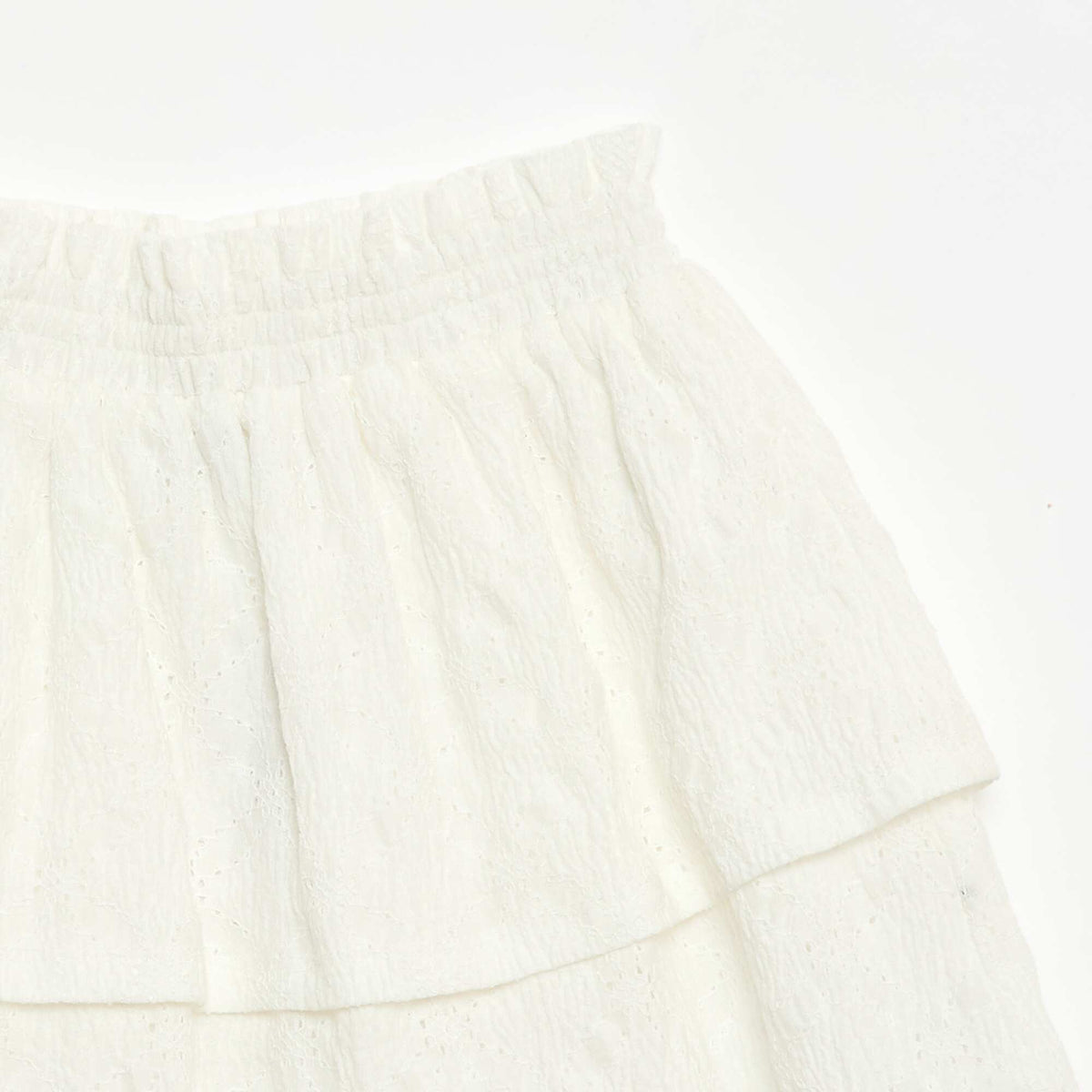 Jupe en broderies anglaises et volants BLANC