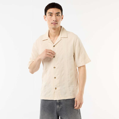 Chemise manches courtes en maille fantaisie BLANC