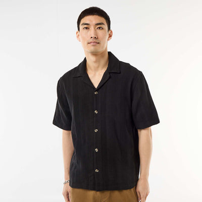 Chemise manches courtes en maille fantaisie NOIR