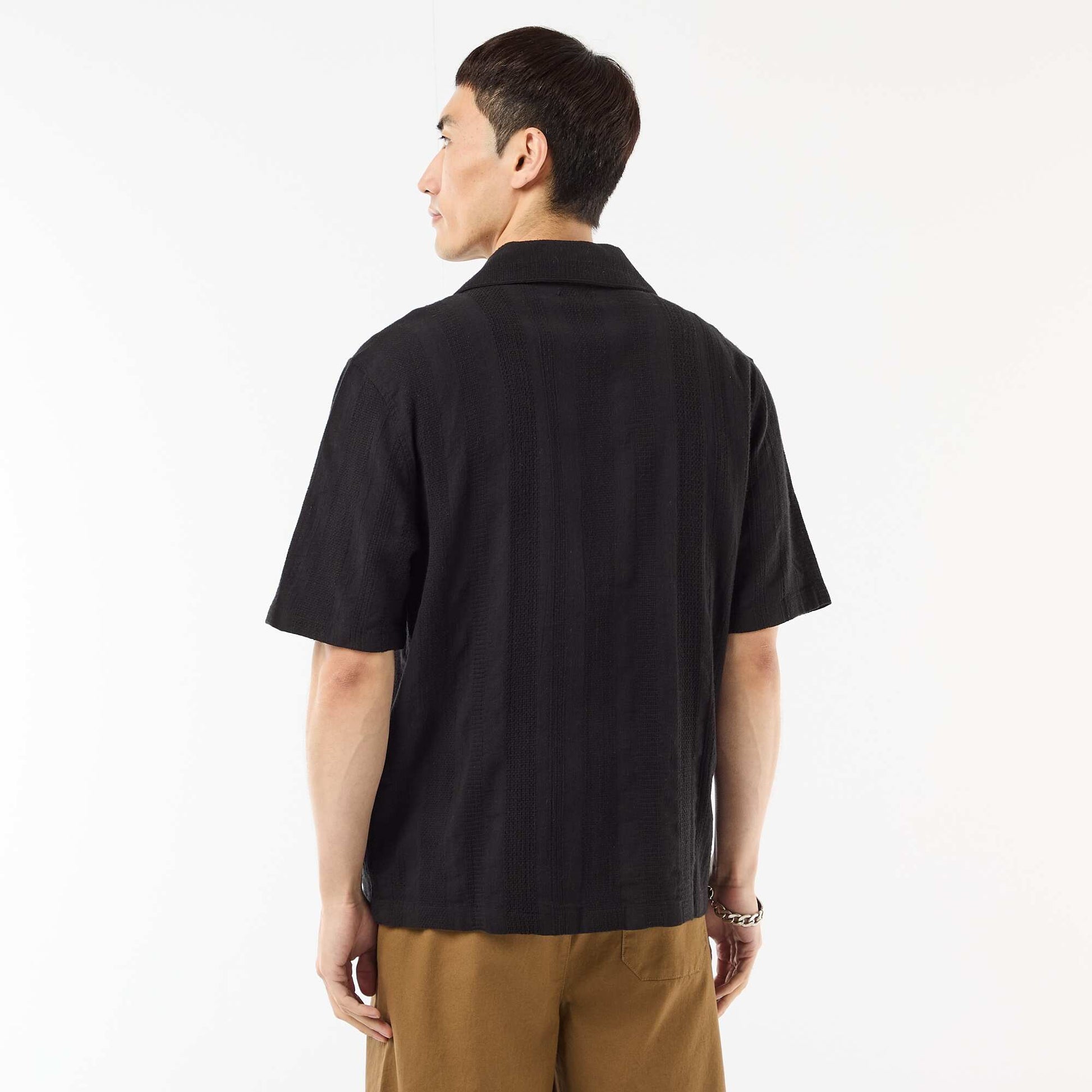 Chemise manches courtes en maille fantaisie NOIR