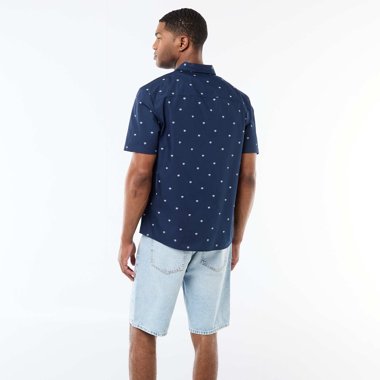 Chemise à manches courtes ouverture boutonnée BLEU