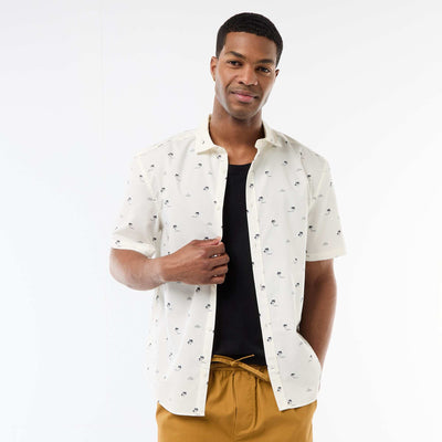 Chemise à manches courtes ouverture boutonnée BLANC