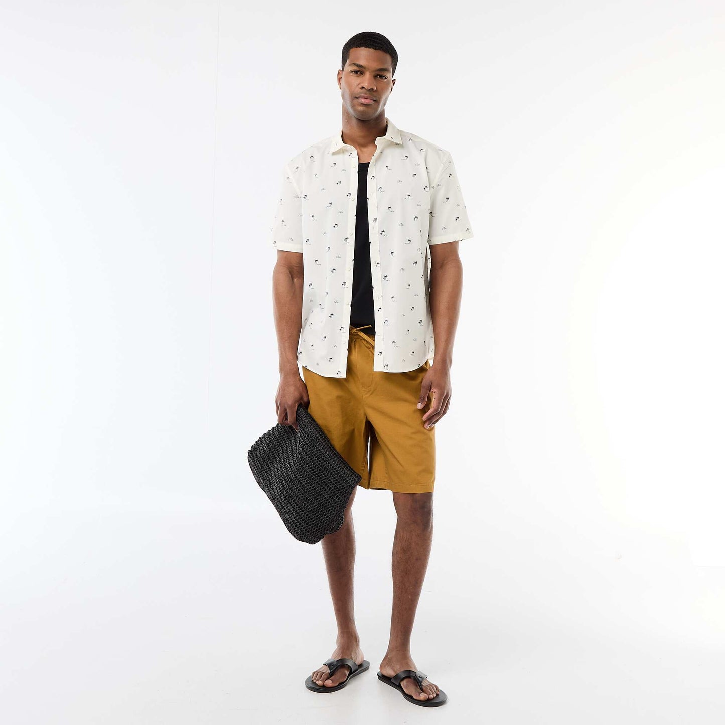 Chemise à manches courtes ouverture boutonnée BLANC