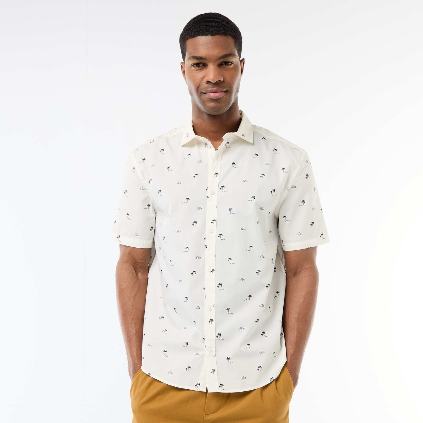 Chemise à manches courtes ouverture boutonnée BLANC