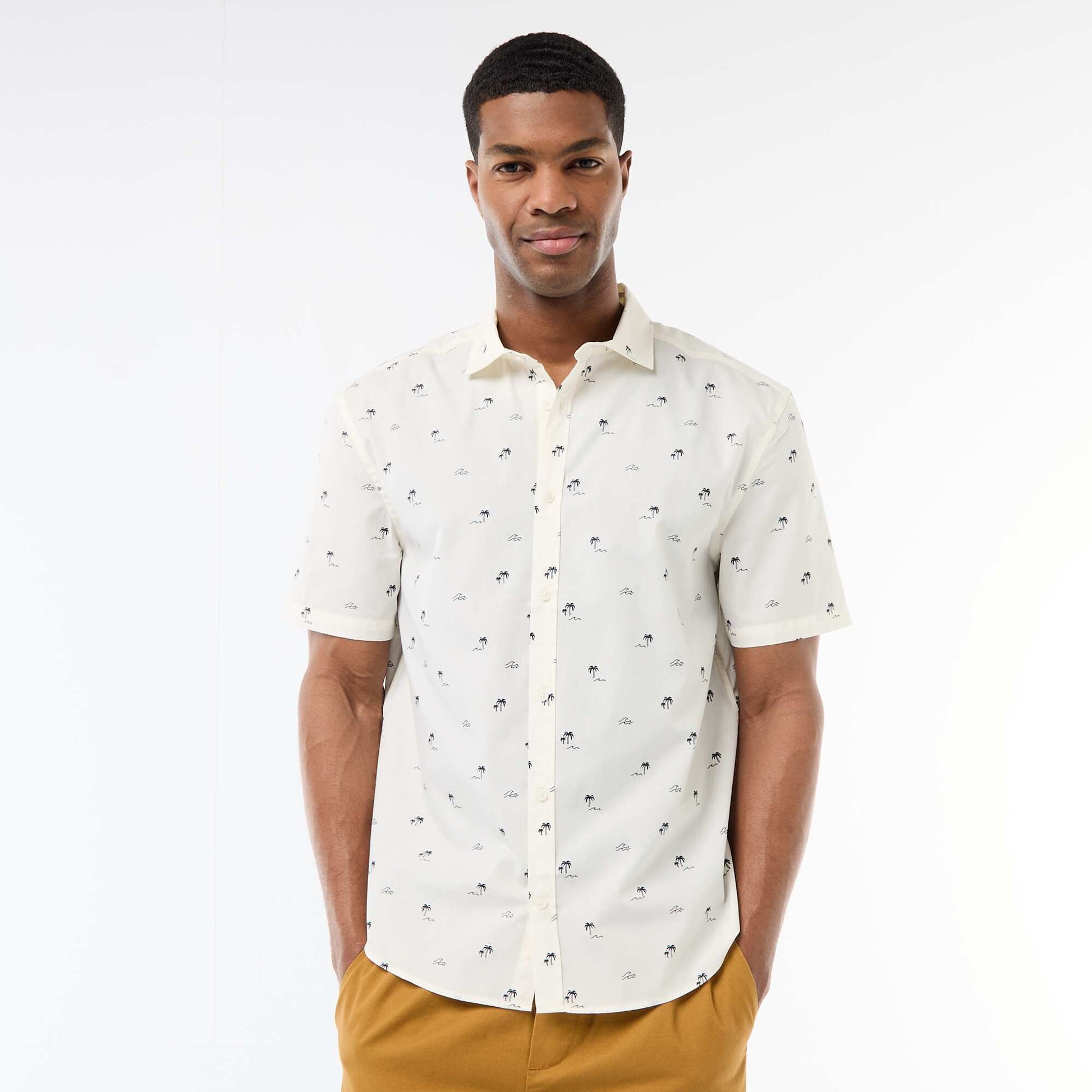 Chemise à manches courtes ouverture boutonnée BLANC