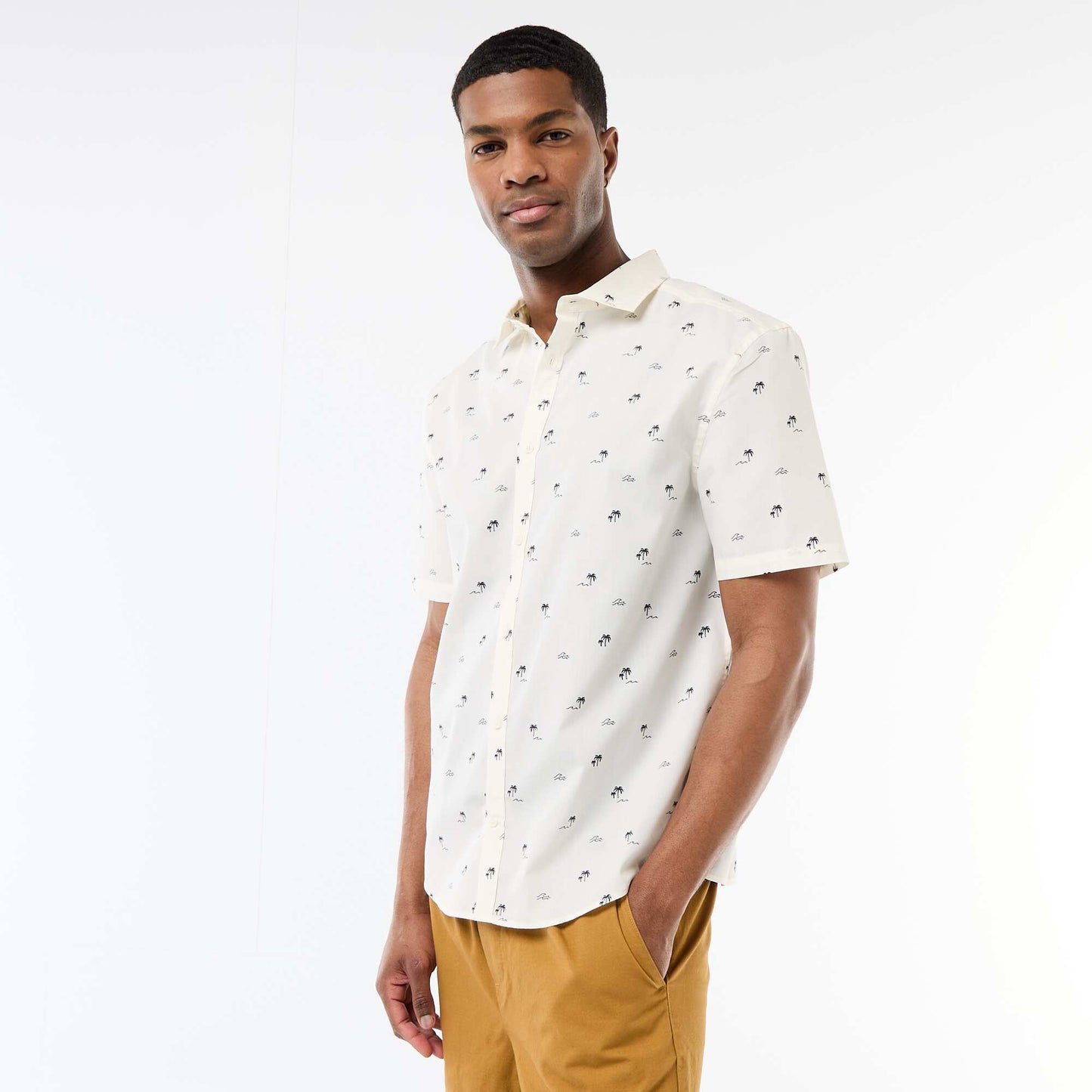 Chemise à manches courtes ouverture boutonnée BLANC