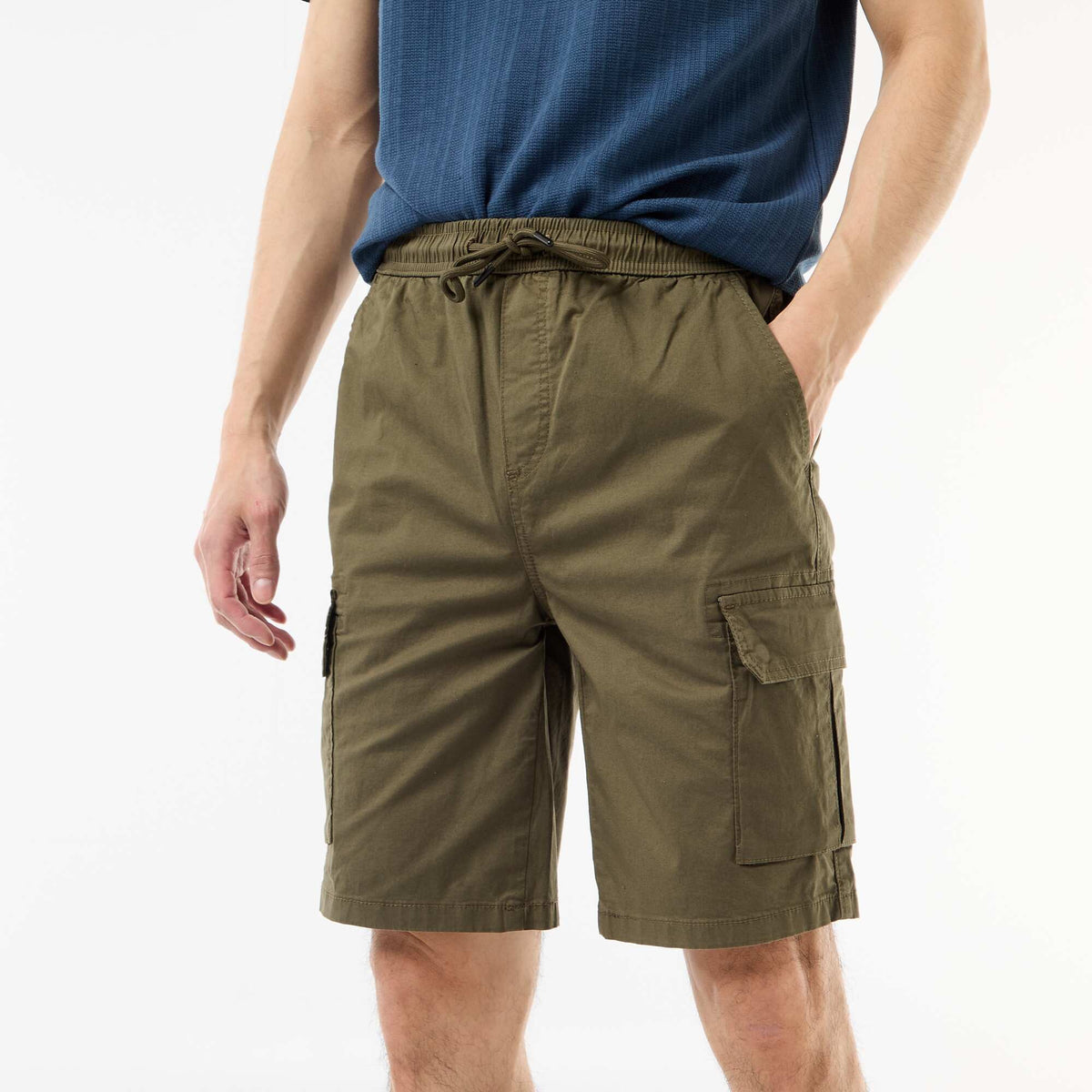 Bermuda chino en popeline avec poches à rabat KAKI