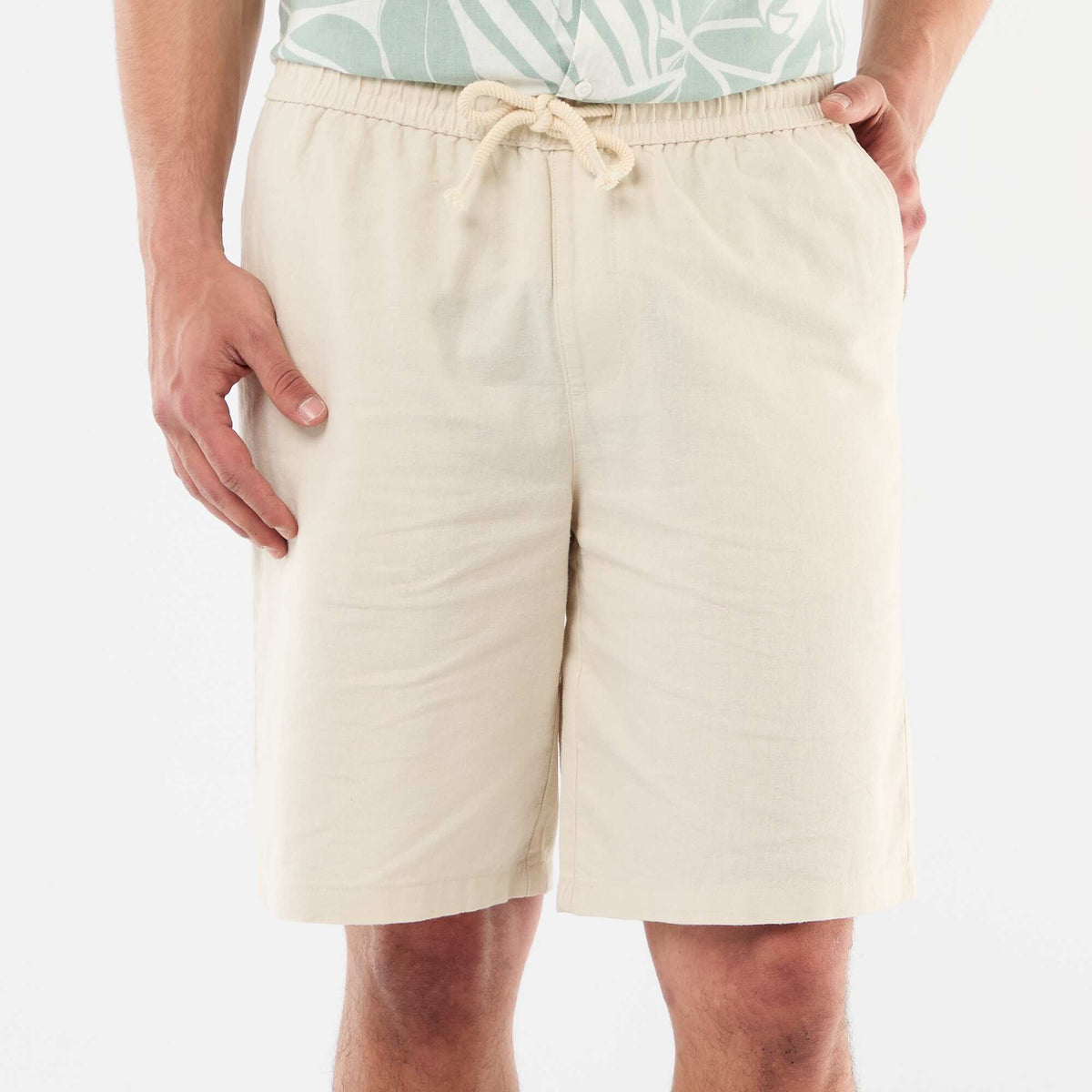 Bermuda en lin mélangé BEIGE