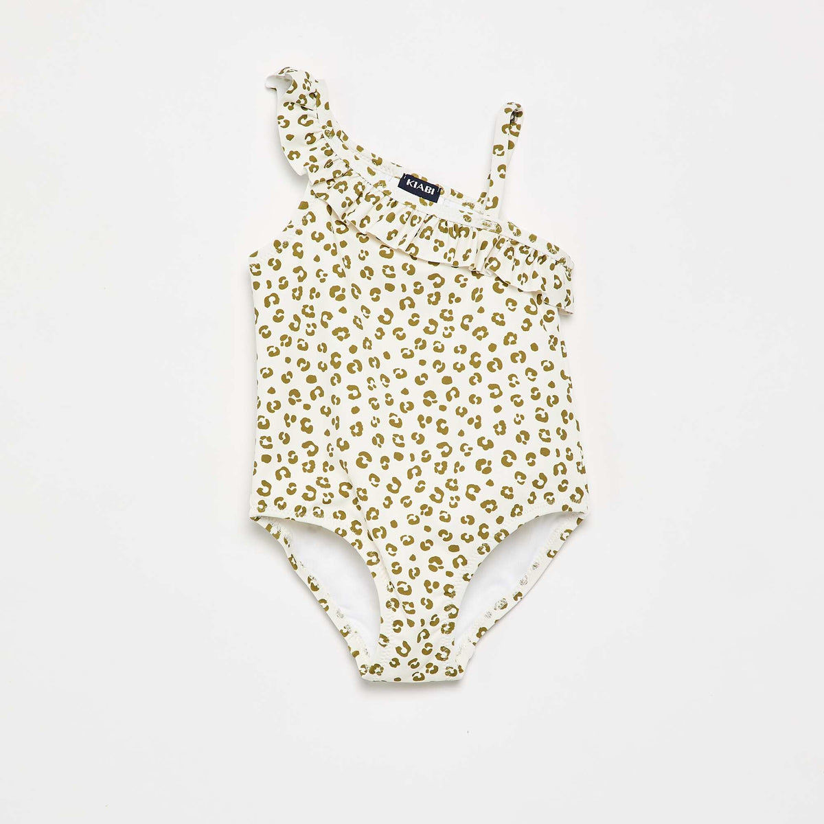 Maillot de bain 1 pièce avec col volanté MARRON