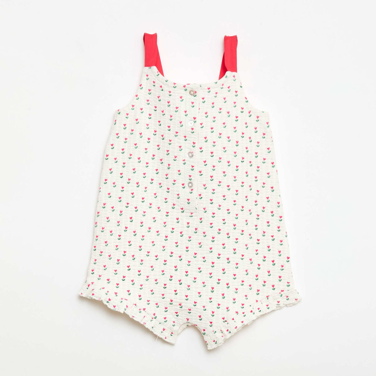 Combishort en matière gaufrée à motif BLANC
