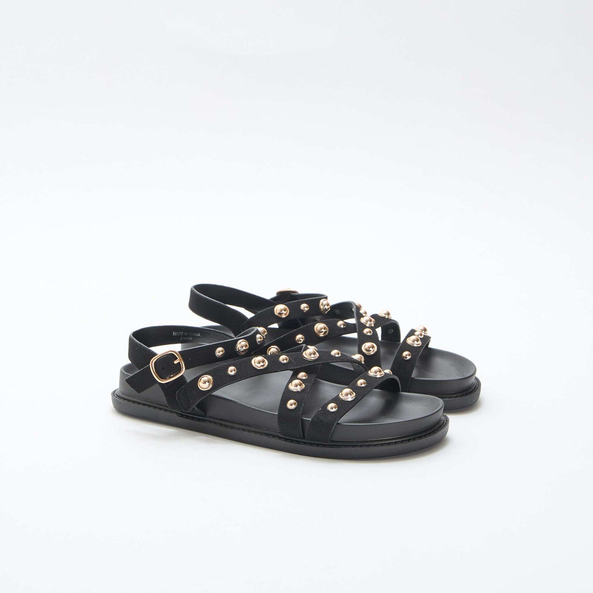 Paire de sandales à plateforme avec brides clous NOIR