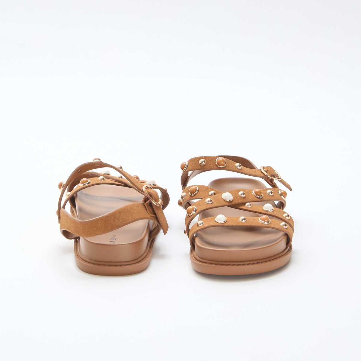 Paire de sandales à plateforme avec brides clous MARRON