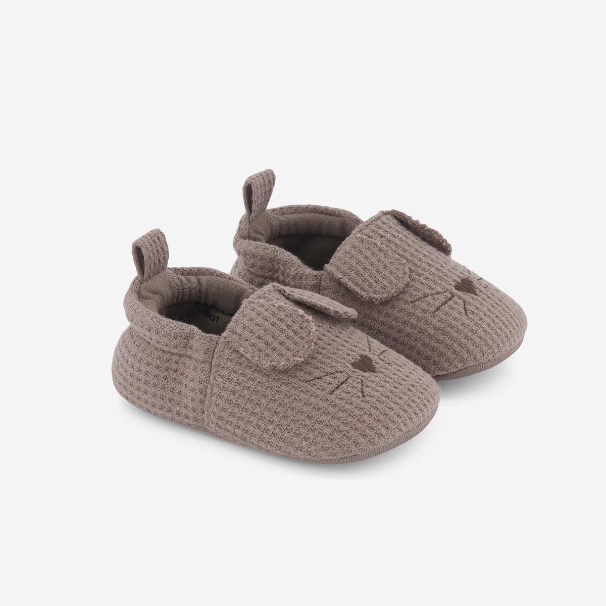 Chaussons en gaze de coton + oreilles animaux MARRON