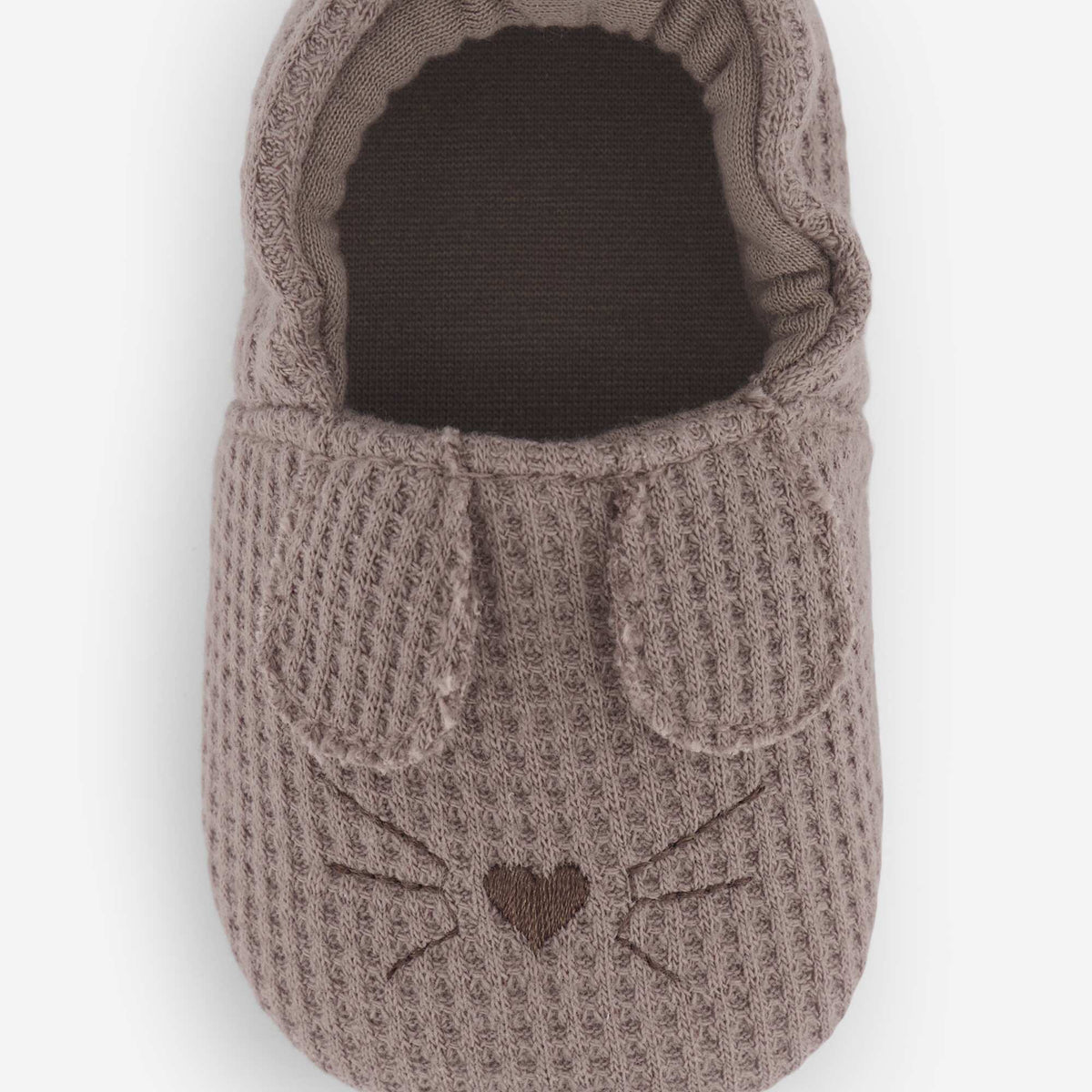 Chaussons en gaze de coton + oreilles animaux MARRON