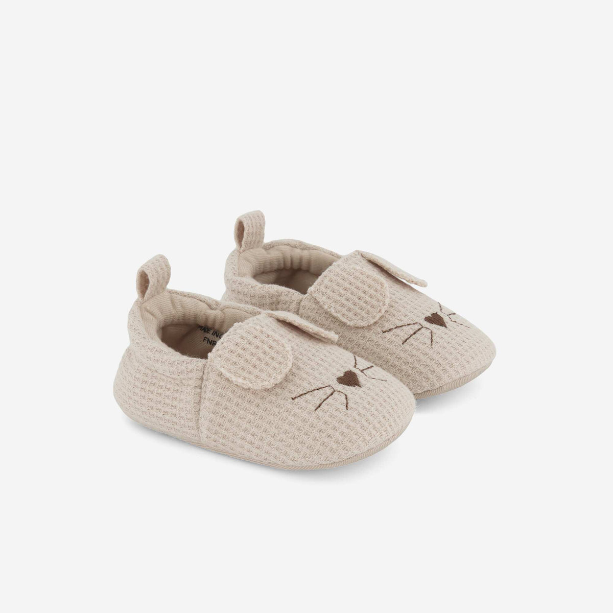 Chaussons en gaze de coton + oreilles animaux BEIGE