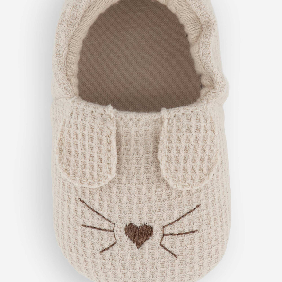 Chaussons en gaze de coton + oreilles animaux BEIGE