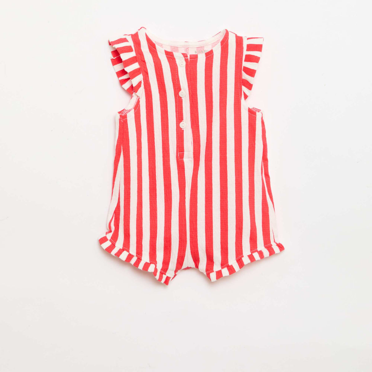 Combinaison short en jersey de coton avec volants aux manches ROUGE