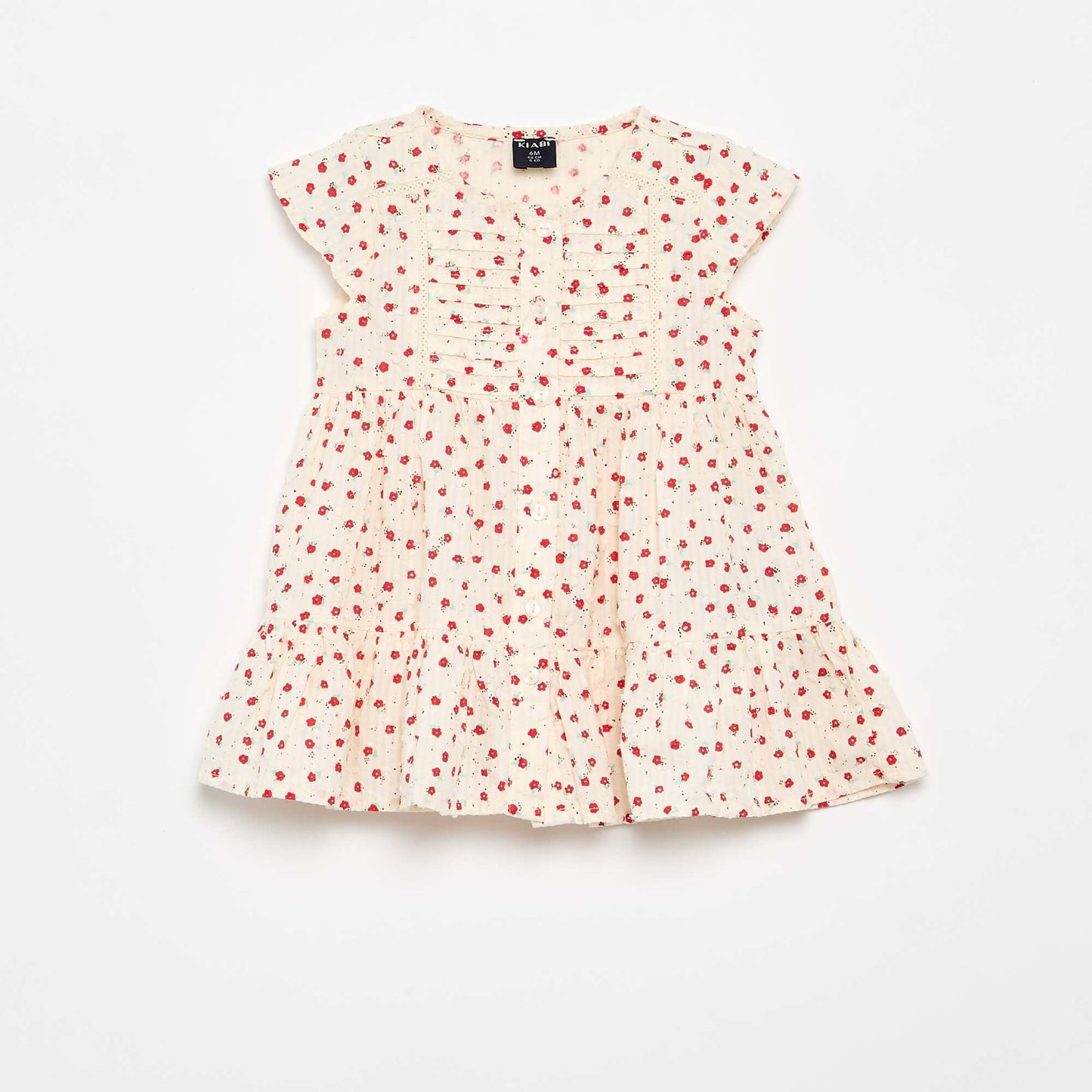 Robe imprimée en tissu plumetis ROUGE