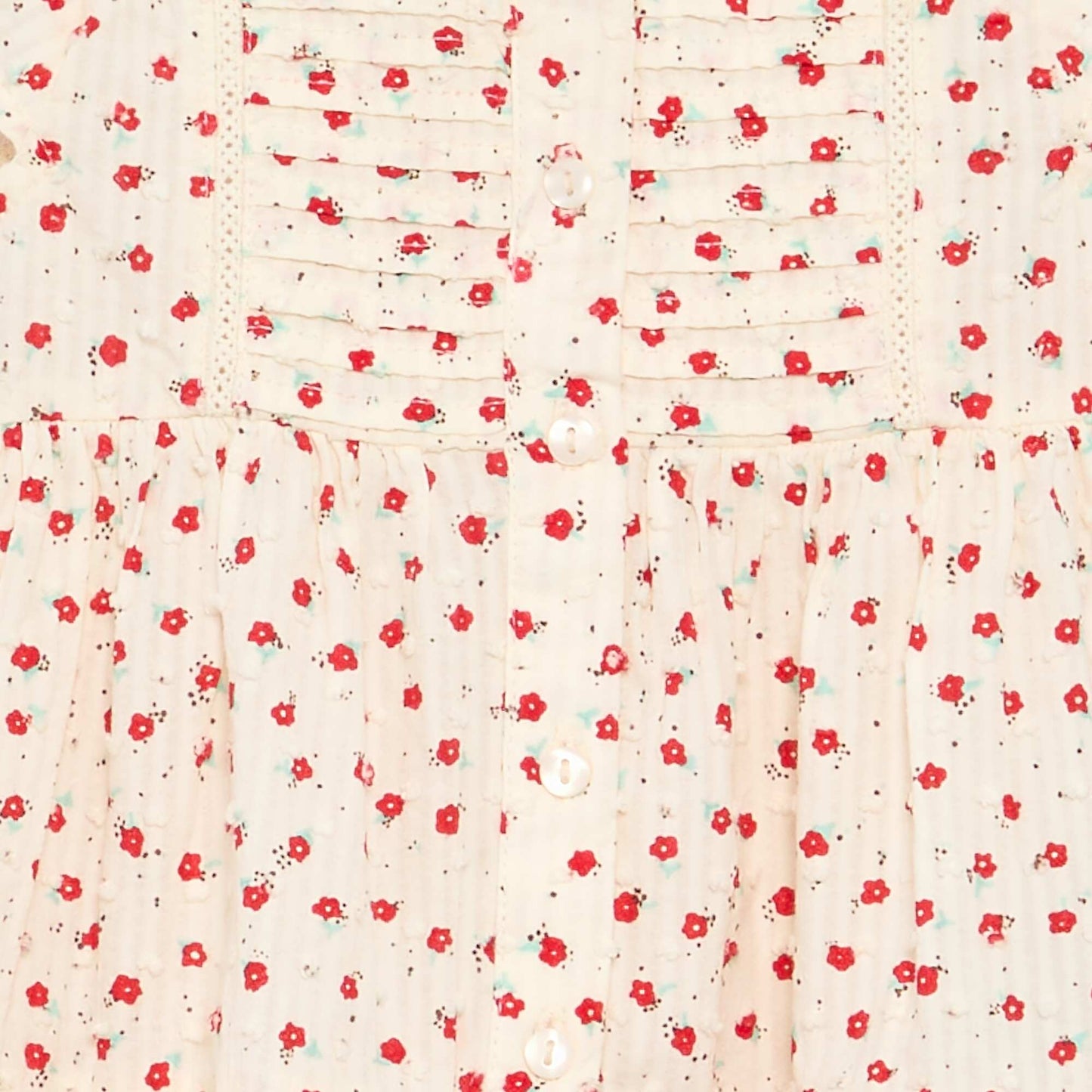 Robe imprimée en tissu plumetis ROUGE
