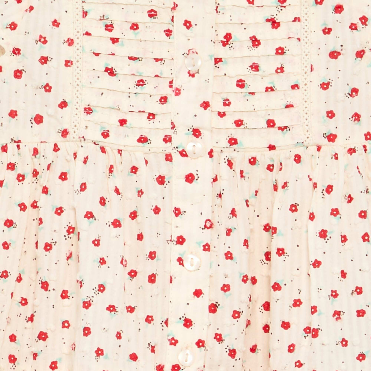 Robe imprimée en tissu plumetis ROUGE