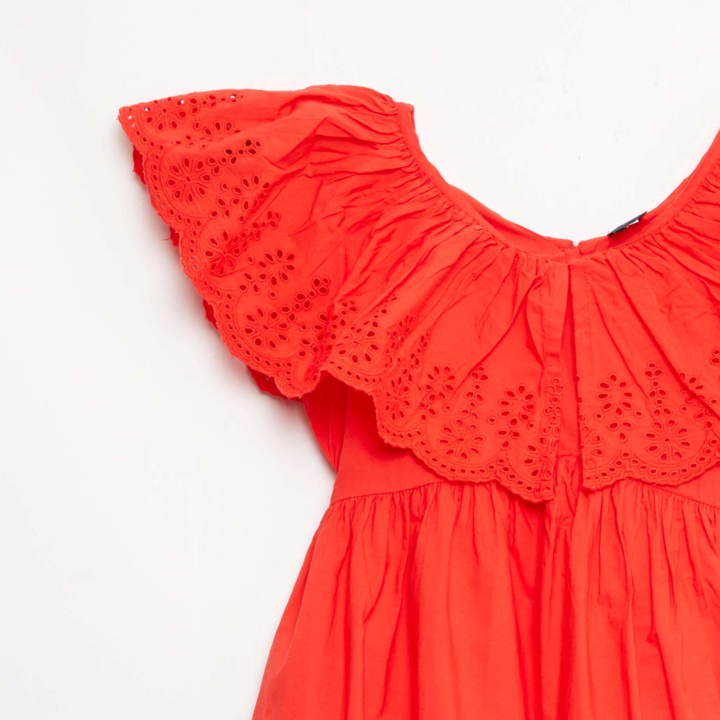 Robe en propoline avec détails broderie anglaise ROUGE