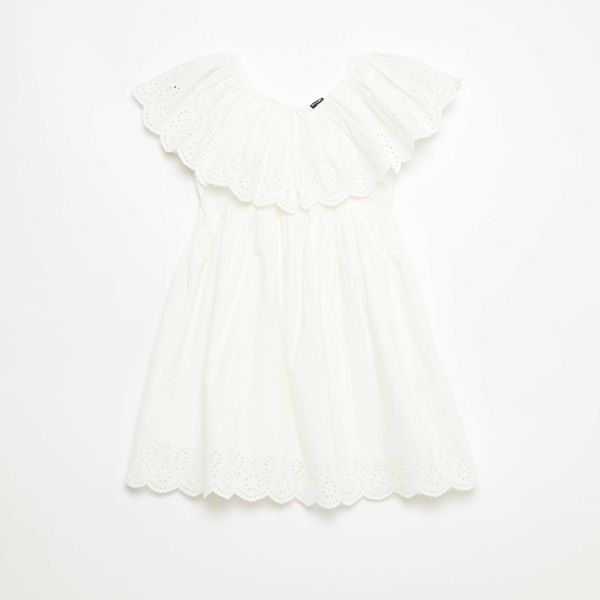 Robe en propoline avec détails broderie anglaise BLANC