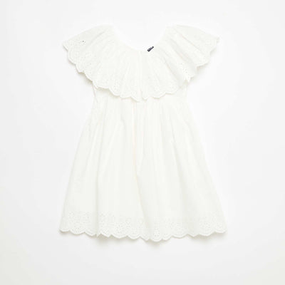 Robe en propoline avec détails broderie anglaise BLANC