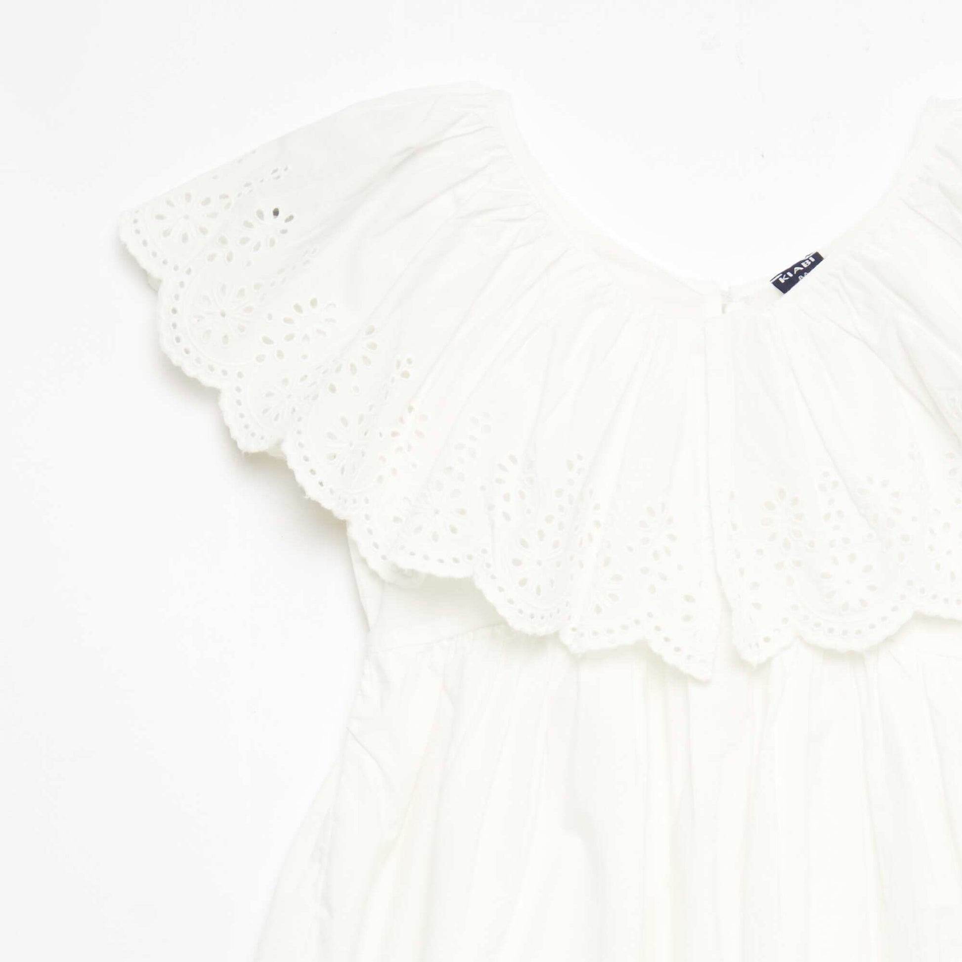 Robe en propoline avec détails broderie anglaise BLANC
