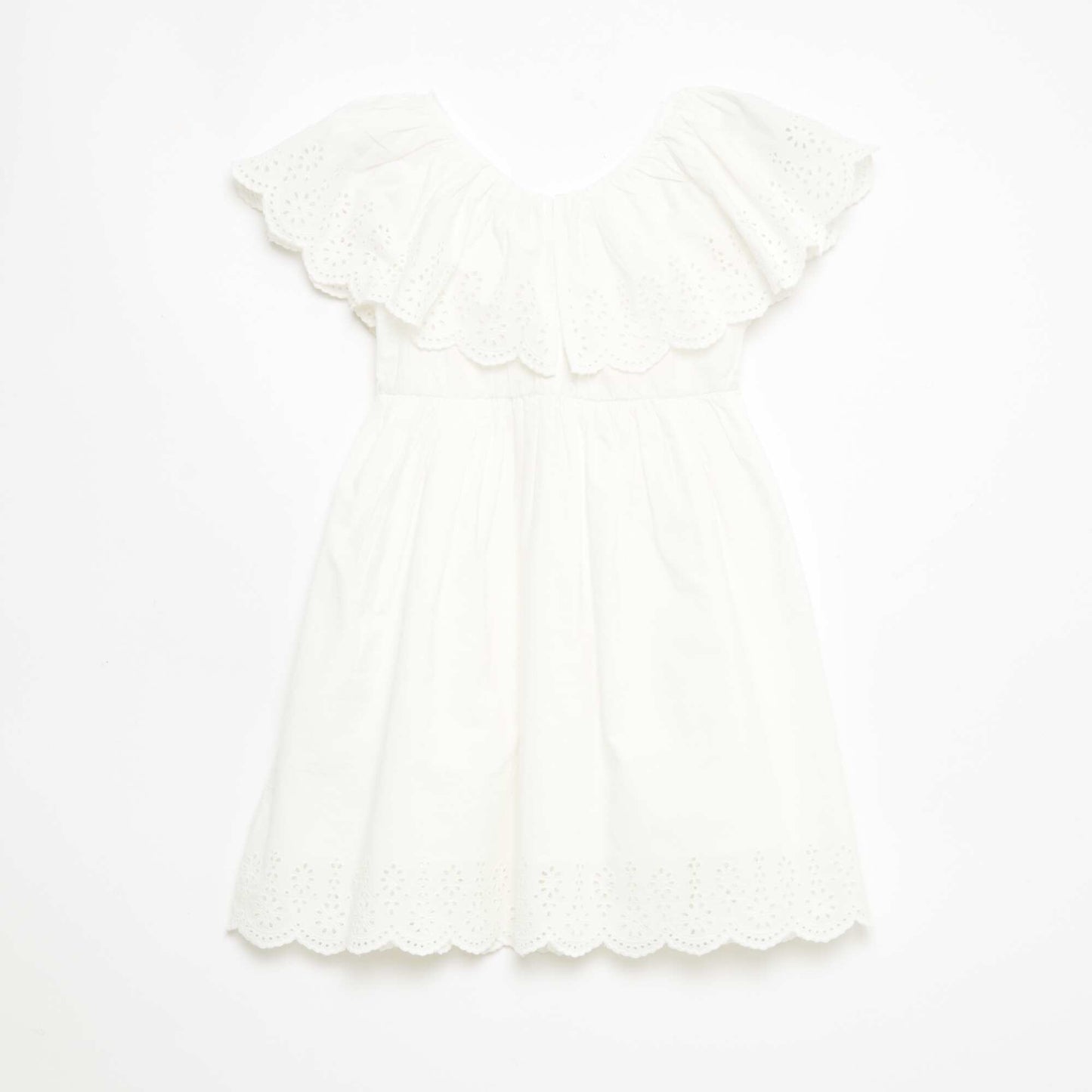 Robe en propoline avec détails broderie anglaise BLANC