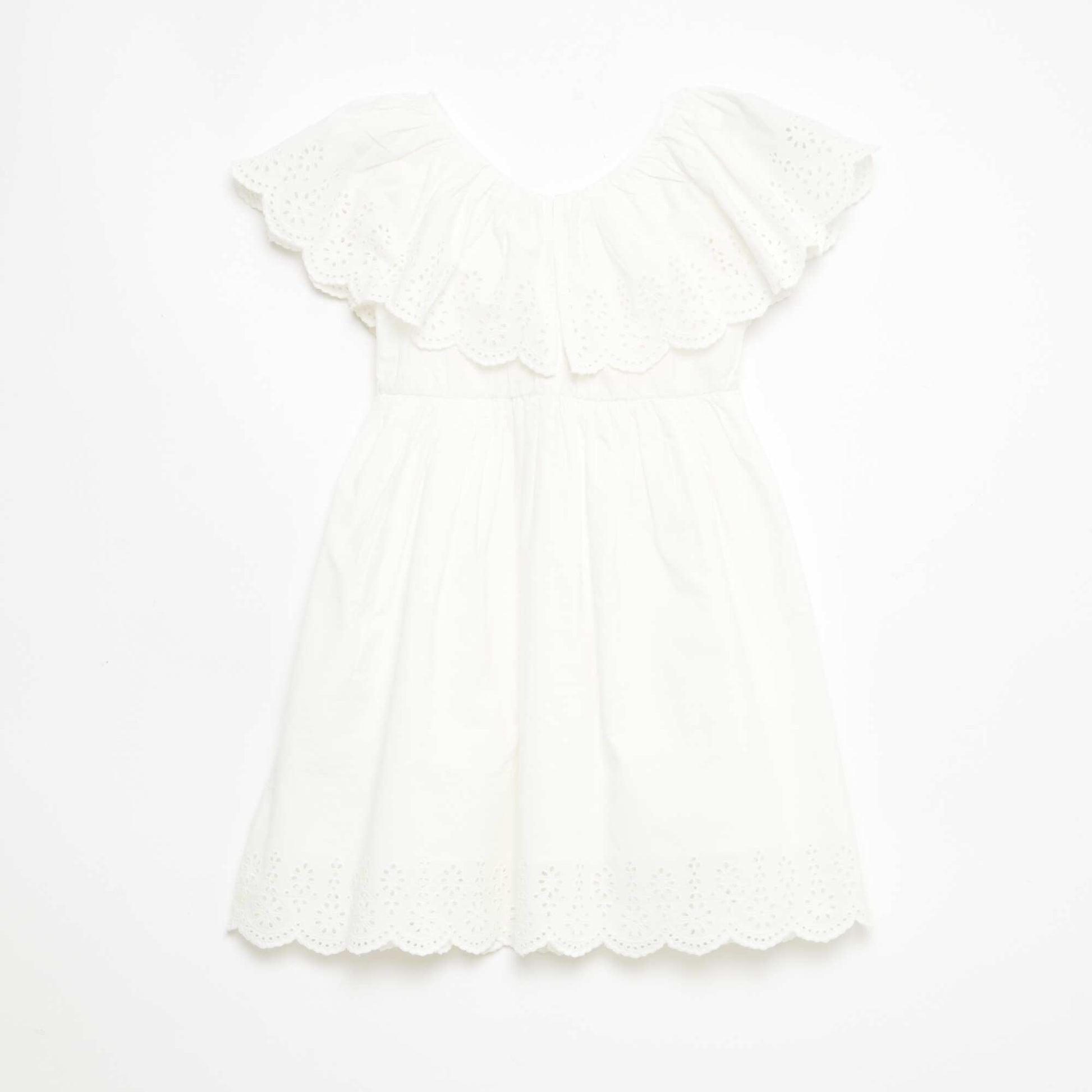 Robe en propoline avec détails broderie anglaise BLANC