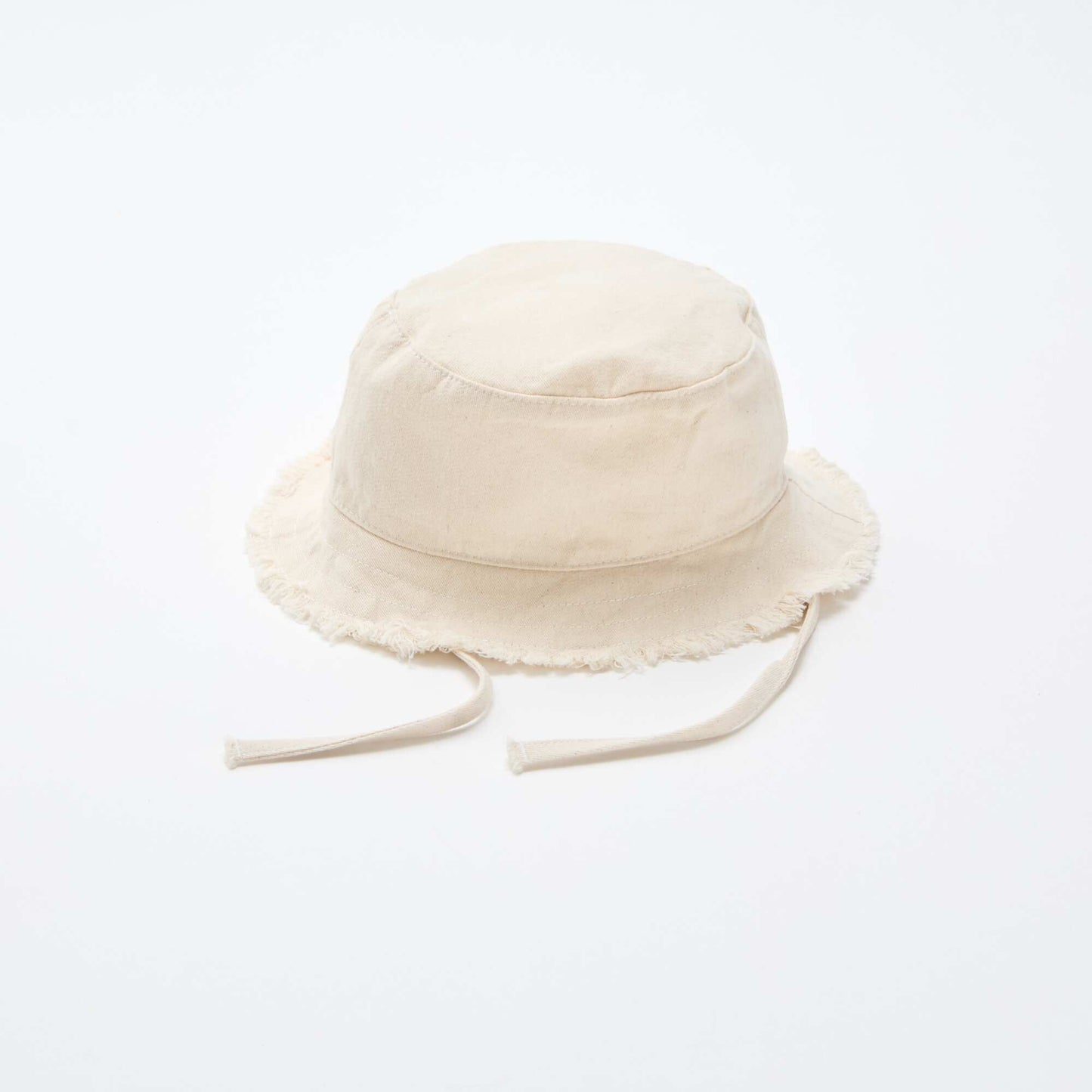Bob à franges avec liens uni en coton BEIGE