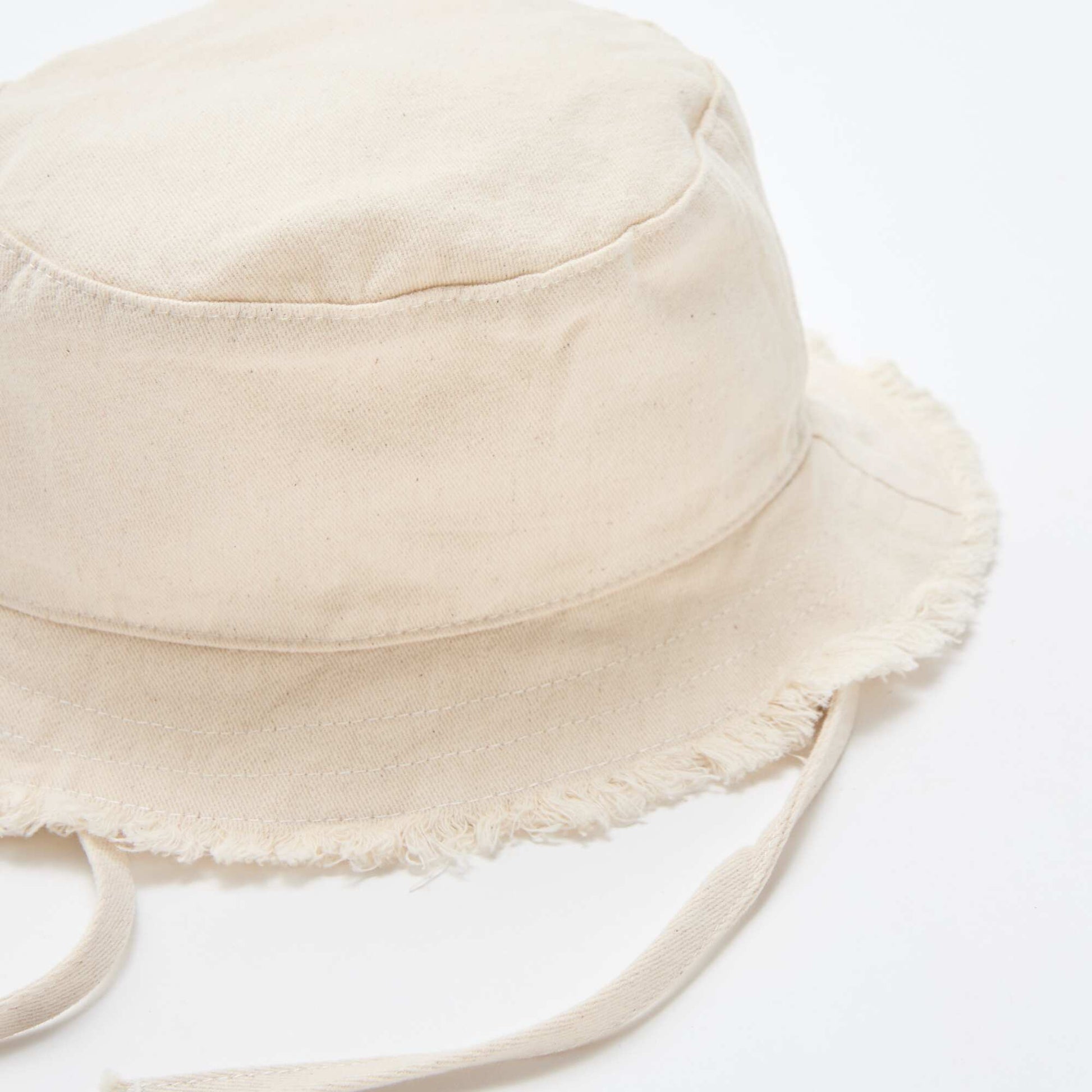 Bob à franges avec liens uni en coton BEIGE